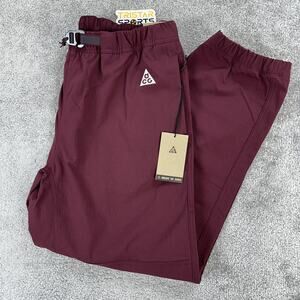 Nike ACG Pants Mens Large Burgundy CV0660-681 Straight Leg Belted Hike Outdoor